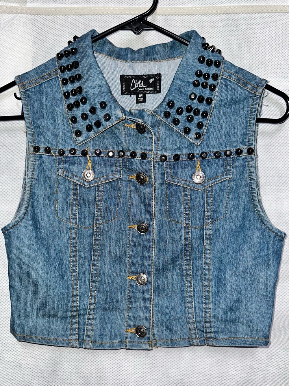 Architect Denim Jacket in Blue with Black Studs